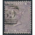 GREAT BRITAIN - 1862 6d lilac QV, Garter watermark, plate 3, used – SG # 84