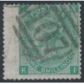 GREAT BRITAIN - 1871 1/- green QV, Spray of Rose watermark, plate 4, used – SG # 117