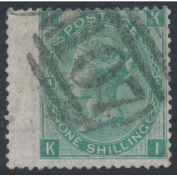 GREAT BRITAIN - 1871 1/- green QV, Spray of Rose watermark, plate 4, used – SG # 117