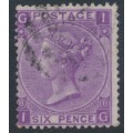 GREAT BRITAIN - 1869 6d mauve QV, Spray of Rose watermark, plate 8, used – SG # 109
