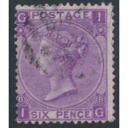 GREAT BRITAIN - 1869 6d mauve QV, Spray of Rose watermark, plate 8, used – SG # 109