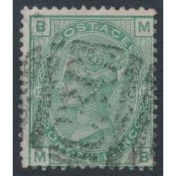 GREAT BRITAIN - 1875 1/- green QV, Spray of Rose, C30 Chile cancel – SG # 150 / Z84
