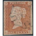 GREAT BRITAIN - 1841 1d red-brown QV, plate 12, check letters LC, used – SG # 8