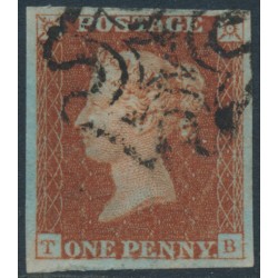 GREAT BRITAIN - 1841 1d red-brown QV, plate 16, check letters TB, used – SG # 8 GREAT BRITAIN - 1841 1d red-brown QV, plate 16, check letters TB, used – SG # 8