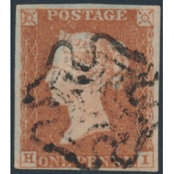 GREAT BRITAIN - 1841 1d red-brown QV, plate 19, check letters HI, used – SG # 8 GREAT BRITAIN - 1841 1d red-brown QV, plate 19, check letters HI, used – SG # 8