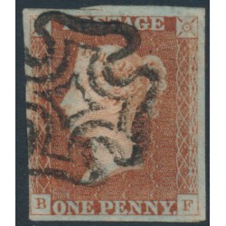 GREAT BRITAIN - 1841 1d red-brown QV, plate 21, check letters BF, used – SG # 8 GREAT BRITAIN - 1841 1d red-brown QV, plate 21, check letters BF, used – SG # 8