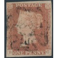 GREAT BRITAIN - 1842 1d red-brown QV, plate 24, check letters BC, used – SG # 8
