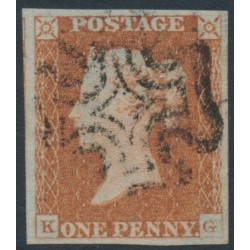 GREAT BRITAIN - 1842 1d red-brown QV, plate 24, check letters KG, used – SG # 8 GREAT BRITAIN - 1842 1d red-brown QV, plate 24, check letters KG, used – SG # 8