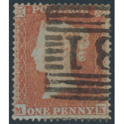GREAT BRITAIN - 1854 1d red-brown QV, plate 196, check letters MK, used – SG # 17 (C1)