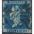 GREAT BRITAIN - 1841 2d blue QV, plate 3, OK, '12' Maltese Cross cancel – SG # 15