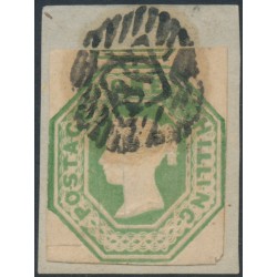 GREAT BRITAIN - 1847 1/- pale green embossed QV, die I, used – SG # 54 GREAT BRITAIN - 1847 1/- pale green embossed QV, die I, used – SG # 54