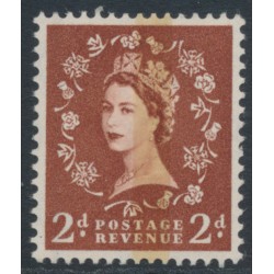 GREAT BRITAIN - 1959 2d brown QEII, phosphor lines front & back, MNH – SG # 605