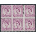 GREAT BRITAIN - 1958 6d claret QEII Wilding, pre-printing paper fold, MNH – SG # 579