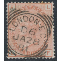 GREAT BRITAIN - 1880 1/- orange-brown QV, Rose watermark, plate 13, used – SG # 151 GREAT BRITAIN - 1880 1/- orange-brown QV, Rose watermark, plate 13, used – SG # 151