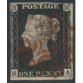 GREAT BRITAIN - 1840 1d black QV, plate 1b, HA, used – SG # 2 (AS5) GREAT BRITAIN - 1840 1d black QV, plate 1b, HA, used – SG # 2 (AS5)