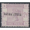 GREAT BRITAIN - 1883 2d lilac QV, Crown watermark, o/p SPECIMEN, MNG – SG # 189s GREAT BRITAIN - 1883 2d lilac QV, Crown watermark, o/p SPECIMEN, MNG – SG # 189s