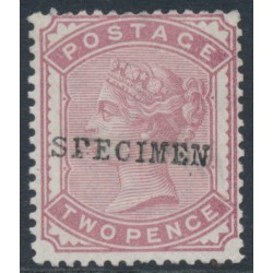 GREAT BRITAIN - 1880 2d rose QV, Crown watermark, o/p SPECIMEN, MNG – SG # 168s GREAT BRITAIN - 1880 2d rose QV, Crown watermark, o/p SPECIMEN, MNG – SG # 168s