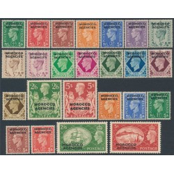 MOROCCO - 1949 ½d to 5/- KGVI British sets, MH – SG # 77-100