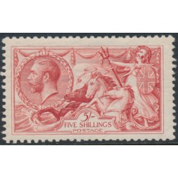 GREAT BRITAIN - 1915 5/- bright carmine Sea Horses (De La Rue), MH – SG # 409