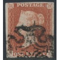 GREAT BRITAIN - 1841 1d red-brown QV, plate 8, check letters NI, used – SG # 7 GREAT BRITAIN - 1841 1d red-brown QV, plate 8, check letters NI, used – SG # 7