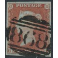 GREAT BRITAIN - 1850 1d red-brown QV, plate 101, check letters HE, used – SG # 8 GREAT BRITAIN - 1850 1d red-brown QV, plate 101, check letters HE, used – SG # 8