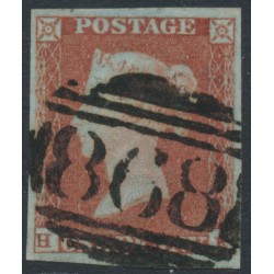 GREAT BRITAIN - 1850 1d red-brown QV, plate 101, check letters HE, used – SG # 8 GREAT BRITAIN - 1850 1d red-brown QV, plate 101, check letters HE, used – SG # 8