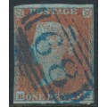 GREAT BRITAIN - 1851 1d red-brown QV, plate 131, RC, blue cancel – SG # 8 (BS91xb) GREAT BRITAIN - 1851 1d red-brown QV, plate 131, RC, blue cancel – SG # 8 (BS91xb)