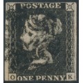 GREAT BRITAIN - 1840 1d black QV, plate 4, OK, used – SG # 2 (AS23) GREAT BRITAIN - 1840 1d black QV, plate 4, OK, used – SG # 2 (AS23)