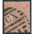 GREAT BRITAIN - 1865 4d vermilion QV, Garter watermark, plate 13, used – SG # 94 GREAT BRITAIN - 1865 4d vermilion QV, Garter watermark, plate 13, used – SG # 94