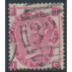 GREAT BRITAIN - 1867 3d deep rose QV, Spray of Rose watermark, plate 6, used – SG # 102