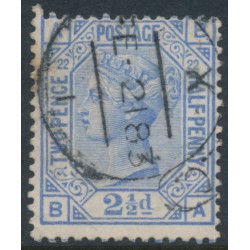 GREAT BRITAIN - 1881 2½d blue QV, crown watermark, plate 21, used – SG # 157