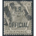GREAT BRITAIN - 1882 6d grey QV, o/p I.R. OFFICIAL, used – SG # O4 GREAT BRITAIN - 1882 6d grey QV, o/p I.R. OFFICIAL, used – SG # O4