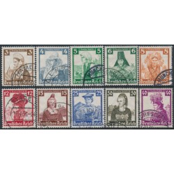 GERMANY - 1935 Regional Costumes set of 10, used – Michel # 588-597