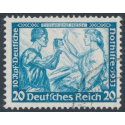 GERMANY - 1933 20+10pf blue Richard Wagner Opera, perf. 14:13, used – Michel # 505A