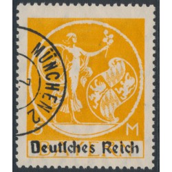 GERMANY - 1920 5Mk yellow Bavarian issue o/p DEUTSCHES REICH, used – Michel # 136I GERMANY - 1920 5Mk yellow Bavarian issue o/p DEUTSCHES REICH, used – Michel # 136I