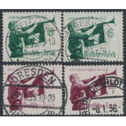 GERMANY - 1935 Youth sets of 2, both paper types, used – Michel # 584-585 GERMANY - 1935 Youth sets of 2, both paper types, used – Michel # 584-585