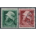 GERMANY - 1935 WWI Memorial set of 2, vertically ribbed paper, used – Michel # 569x-570x