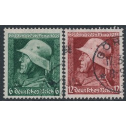 GERMANY - 1935 WWI Memorial set of 2, vertically ribbed paper, used – Michel # 569x-570x GERMANY - 1935 WWI Memorial set of 2, vertically ribbed paper, used – Michel # 569x-570x