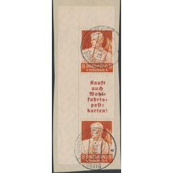 GERMANY - 1934 8pf orange Professions, booklet pair with tab, used – Michel # S224 GERMANY - 1934 8pf orange Professions, booklet pair with tab, used – Michel # S224