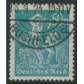 GERMANY - 1923 50Mk blue-green Miners, network watermark, used – Michel # 245