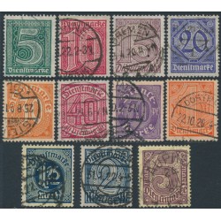 GERMANY - 1920 5pf to 5Mk Numeral Officials set of 11, used – Michel # D23-D33
