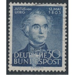 WEST GERMANY / BRD - 1953 30pf blue Justus von Liebig, used – Michel # 166