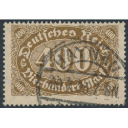 GERMANY - 1922 400Mk olive-brown Numeral, diamonds watermark, used – Michel # 222c GERMANY - 1922 400Mk olive-brown Numeral, diamonds watermark, used – Michel # 222c