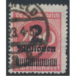 GERMANY - 1923 2Millionen on 200Mk red Numeral, rouletted, used – Michel # 309B GERMANY - 1923 2Millionen on 200Mk red Numeral, rouletted, used – Michel # 309B