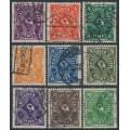 GERMANY - 1922 2Mk to 40Mk Posthorns set of 9, used – Michel # 224-232