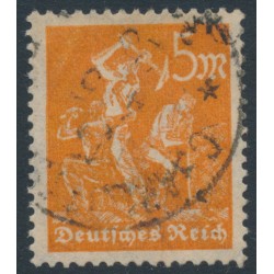 GERMANY - 1923 5Mk orange Miner, network watermark, used – Michel # 238