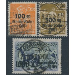GERMANY - 1923 Rhein & Ruhr Relief set of 3, used – Michel # 258-260 GERMANY - 1923 Rhein & Ruhr Relief set of 3, used – Michel # 258-260