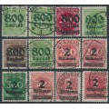 GERMANY - 1923 800Tausend & 2Millionen overprints, used – Michel # 301-312