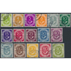 WEST GERMANY / BRD - 1951 Posthorns set of 16, used – Michel # 123-138