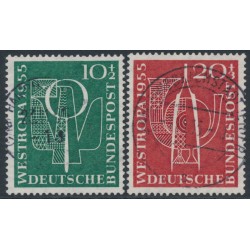 WEST GERMANY / BRD - 1955 Stamp Exhibition set of 2, used – Michel # 217-218